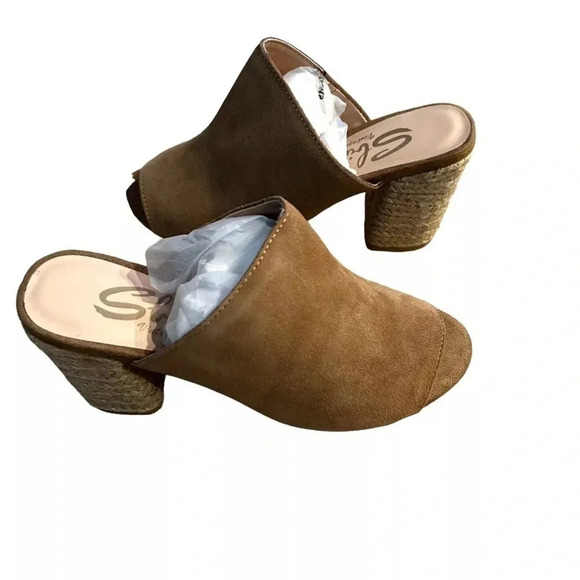 Sbicca Beige Vintage Collection Helena Heeled Sandals Size 7 NIB Suede Natural - Picture 4 of 5